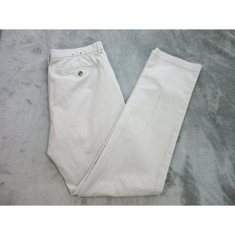 Banana Republic Dress Pants Men Size 33x34 (Actual 32 x 32) Slim Fit Beige